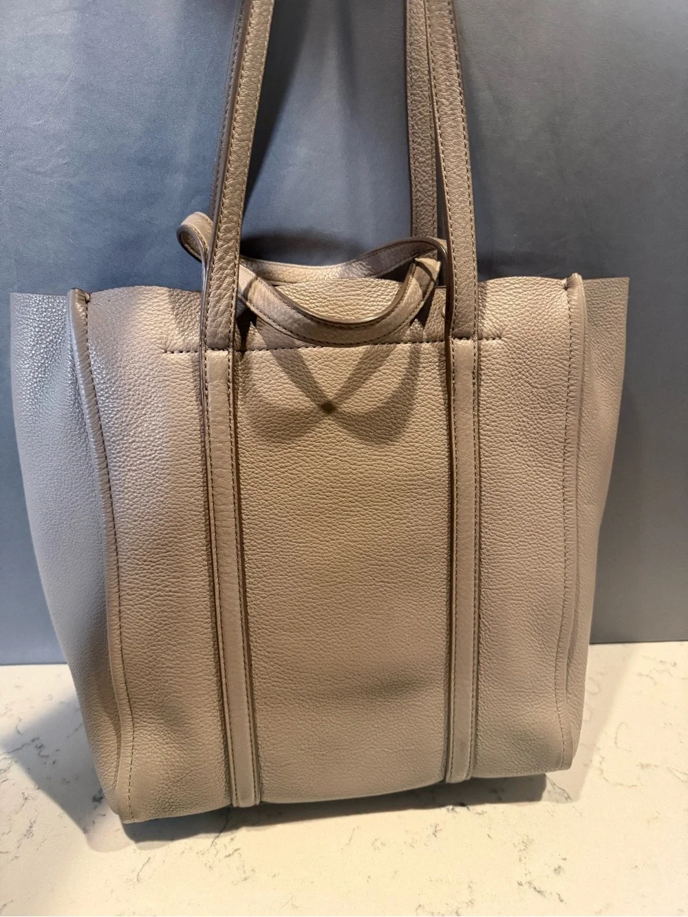 Marc Jacobs Stone Tote with Red Trim